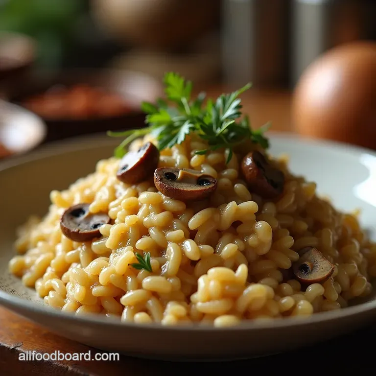 The Umami Bomb Rich Creamy Vegan Mushroom Risotto presentation