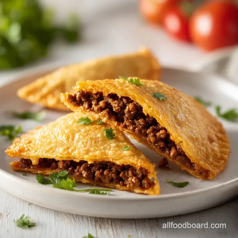 A slice of buttery, golden-brown taco pastry topped with melted cheese, fresh cilantro, and a dollop of cream.