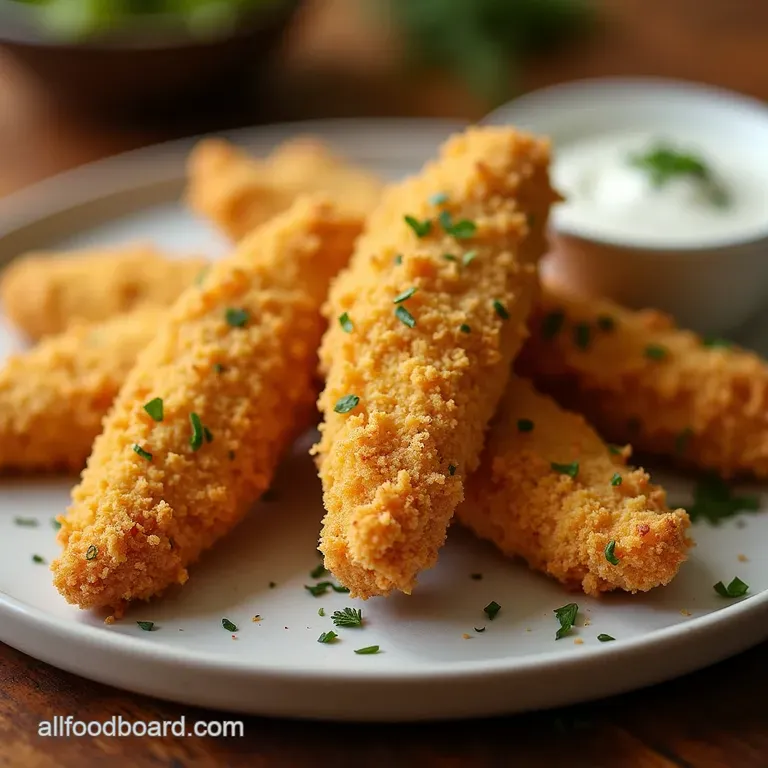 Air Fryer Gold Standard Crispy Pankocrusted Chicken Tenders with Speedy Lemondill Yogurt Dip presentation