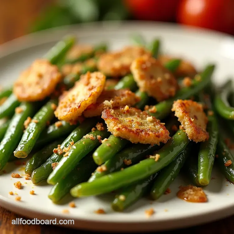 Crispy Air Fryer Green Beans with Garlic Parmesan presentation