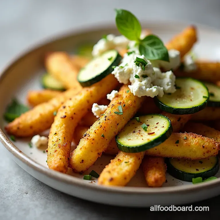 Crispy Baked Zucchini Fries with Herby Feta Dip