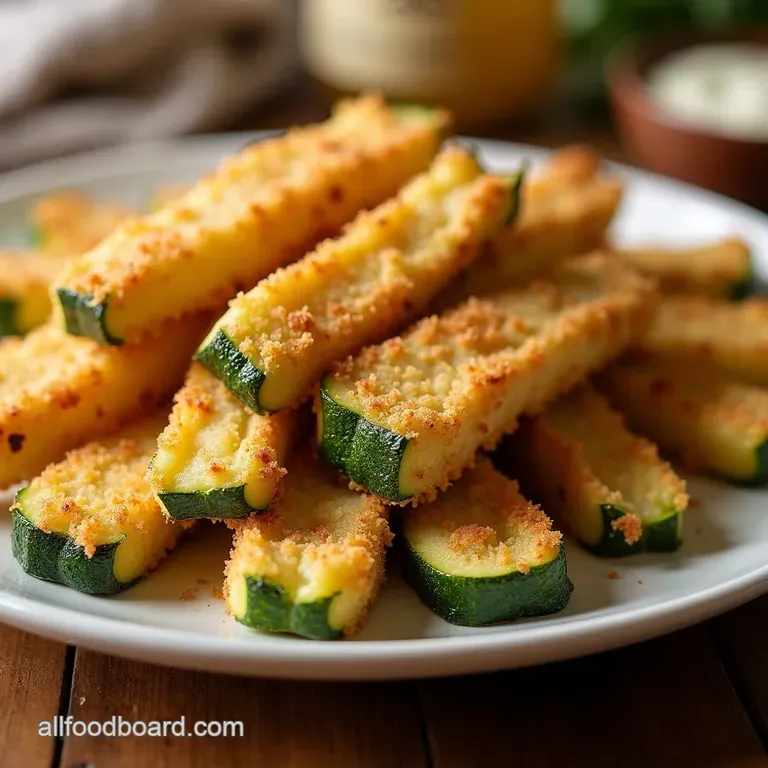 Crispy Baked Zucchini Fries with Parmesan Garlic presentation