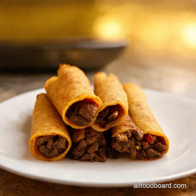 Crispy Beef Taquitos Three Ways presentation