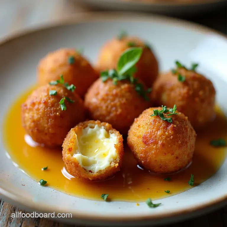 Crispy Fried Goat Cheese Balls with HoneyThyme Drizzle