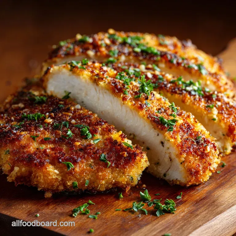 Garlic Parmesan Chicken: Crispy Skillet Cutlets Recipe presentation