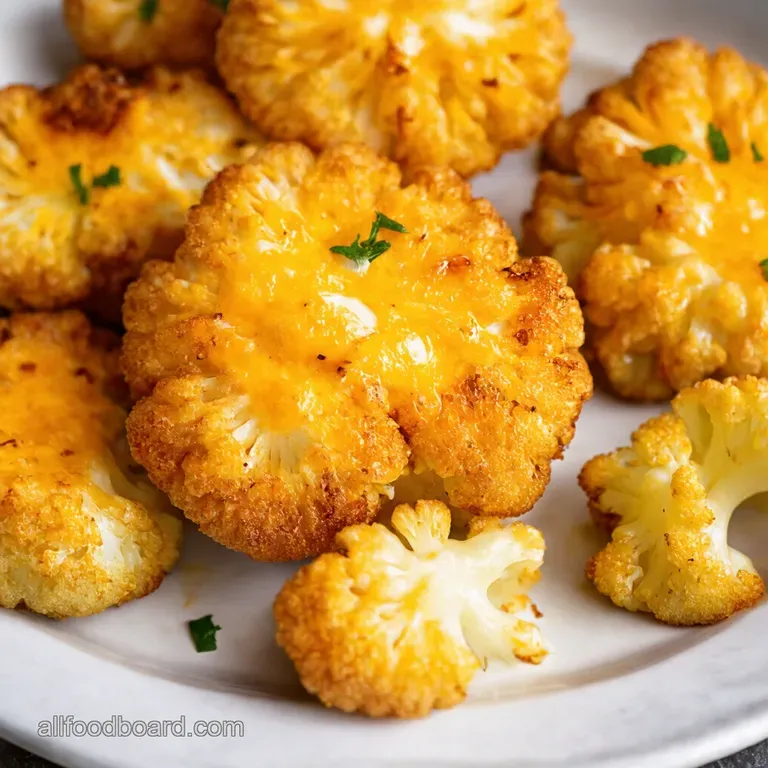 Crispy Golden Cheesy Cauliflower Steaks presentation
