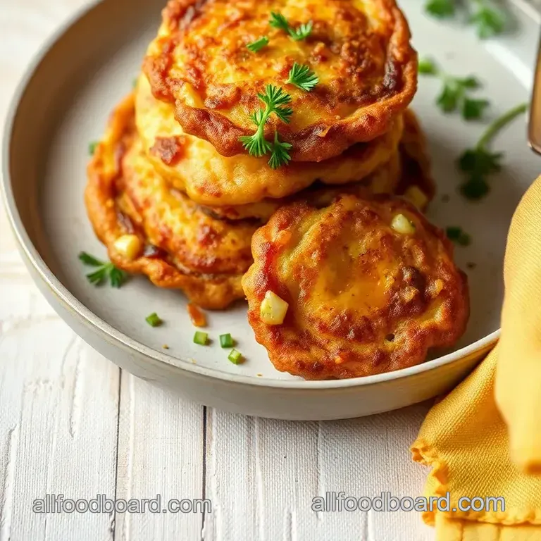 Fried Cornmeal Fritters with Onion Flavor presentation