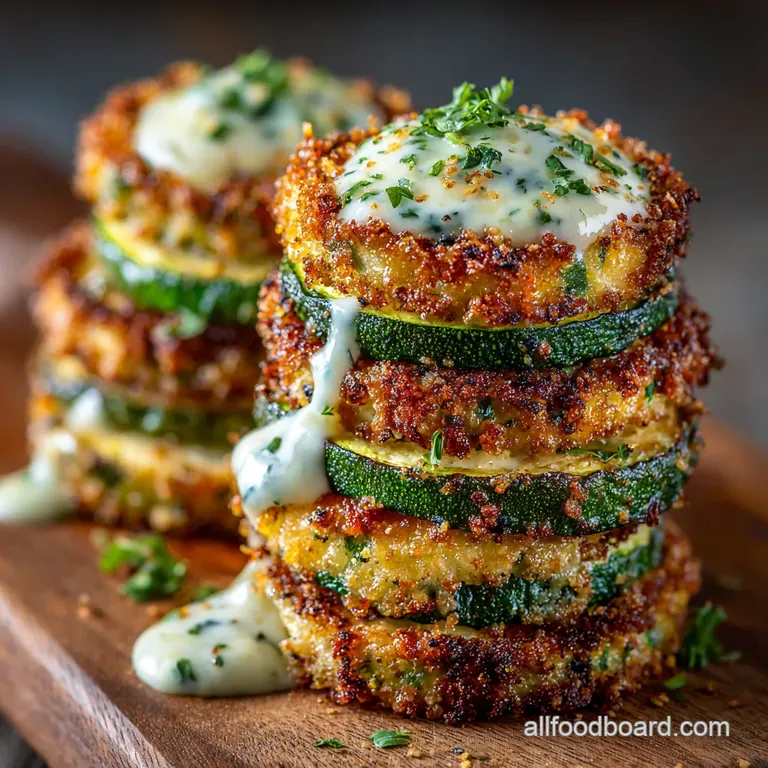 Crispy Zucchini Stacks with LemonHerb Aioli presentation