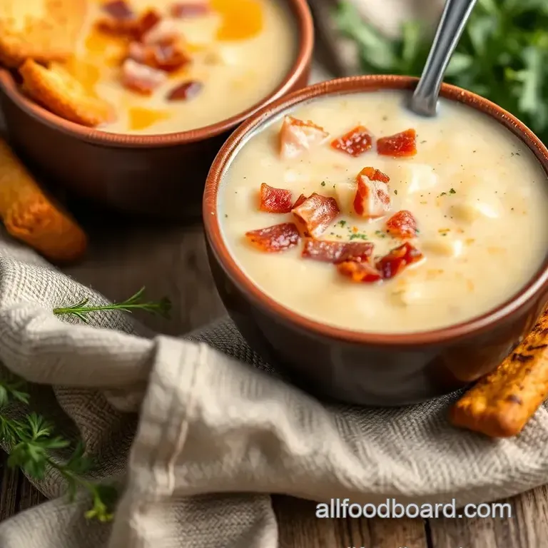 Crock Pot Potato Soup with Creamy Bacon presentation