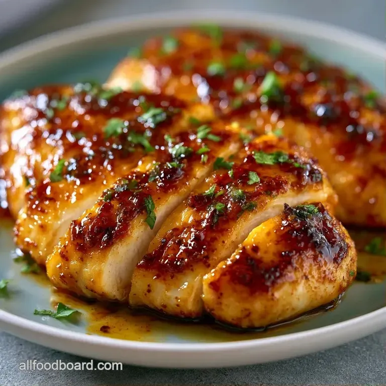 Sliced tender chicken breast drizzled with glossy sauce, paired with vibrant green peas on a clean white plate.