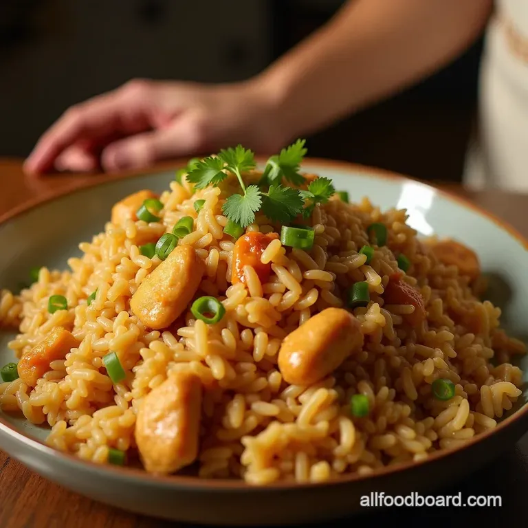 The Lazy Gourmets Slow Cooker Chicken Fried Rice All the Takeout Flavour None of the Frying Fuss presentation