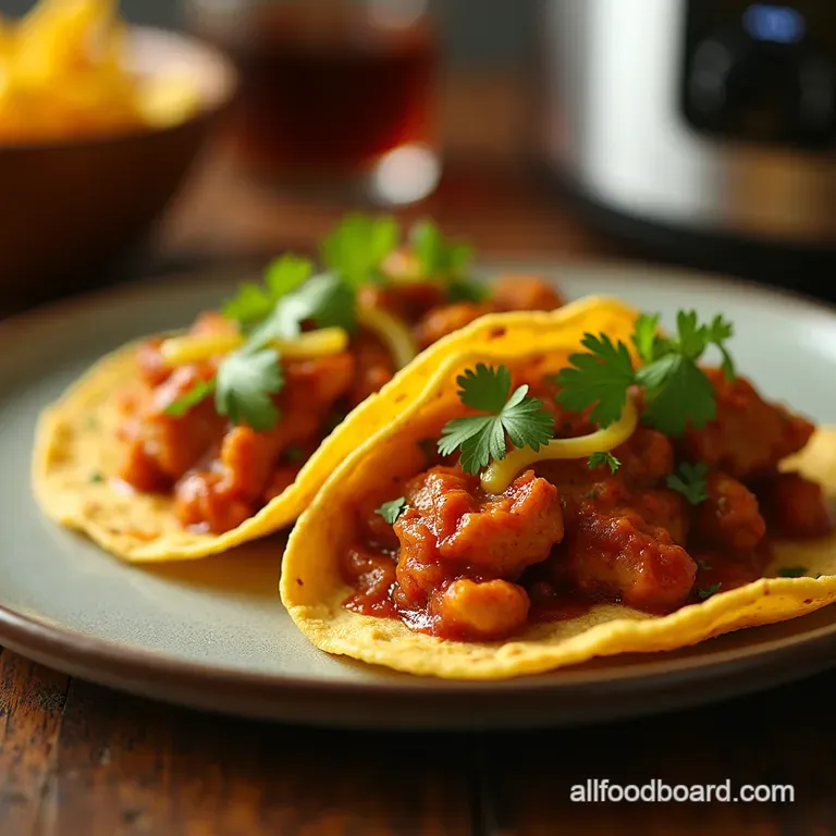 The Easiest Smoky Chipotle Chicken Tinga Tacos SetandForget Crockpot Style presentation
