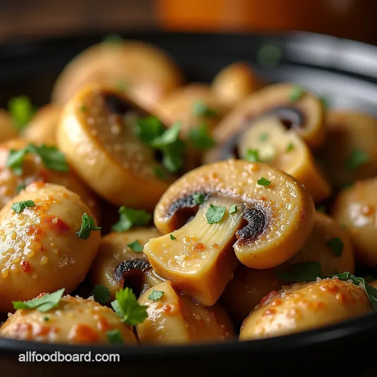 Slow Cooker Decadence Setandforget Garlic Parmesan Mushrooms presentation