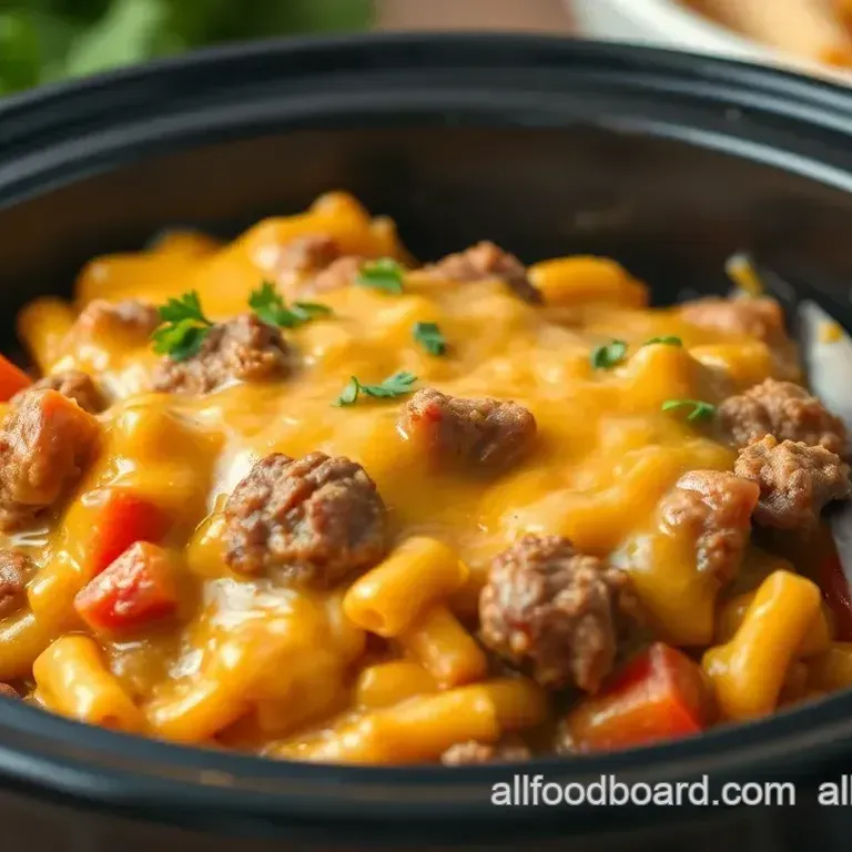 Hearty Slow Cooker Hamburger Cheesy Casserole