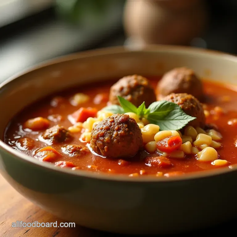 The Easy Sunday Crockpot Italian Meatball Minestrone Soup presentation