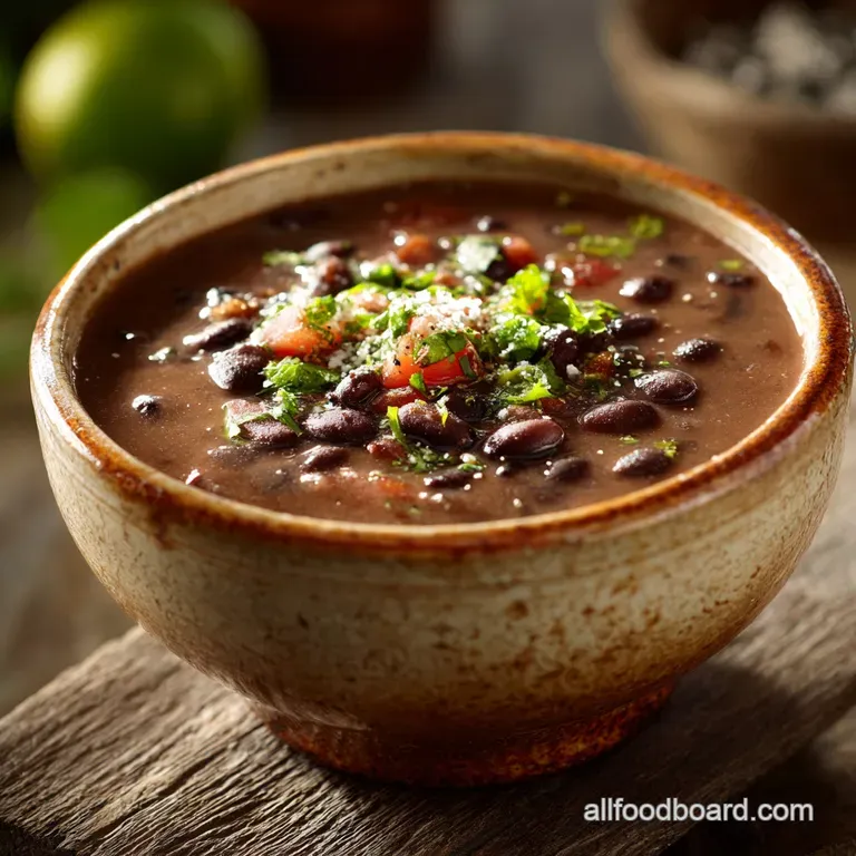 Black Bean Soup: Authentic Cuban Frijoles Negros (Made with Dried Beans) presentation