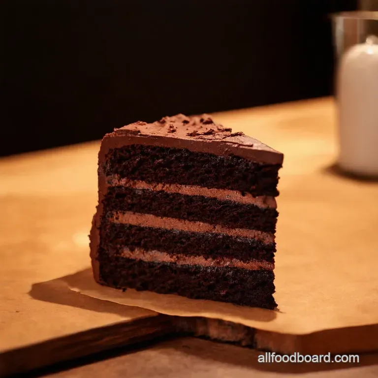 Decadent Devils Food Chocolate Layer Cake presentation