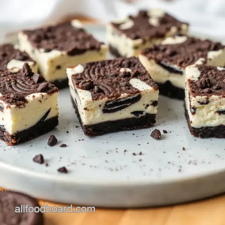 Bake Oreo Cheesecake Cookie Bars Delightfully presentation