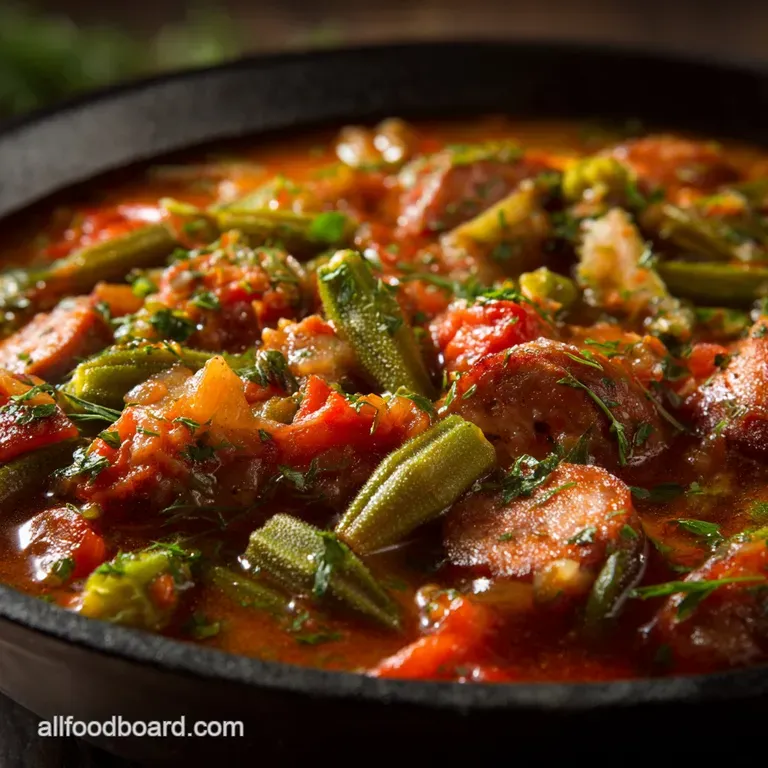 Smoky Okra Sausage and Tomato Stew Deep South Comfort