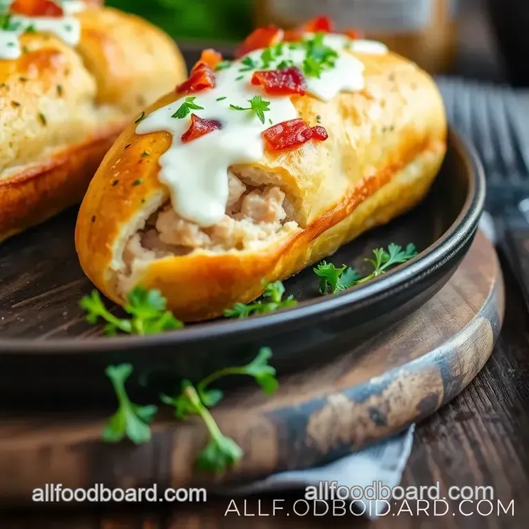 Cheesy Chicken Bacon Ranch Stuffed Bread presentation