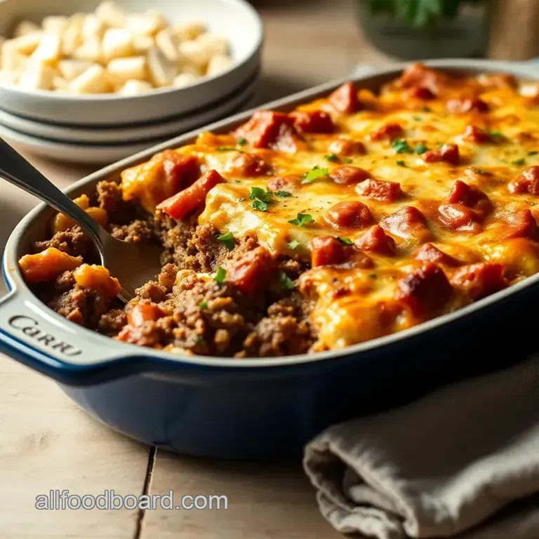 One-Hour Bake Ground Beef Hobo Casserole presentation