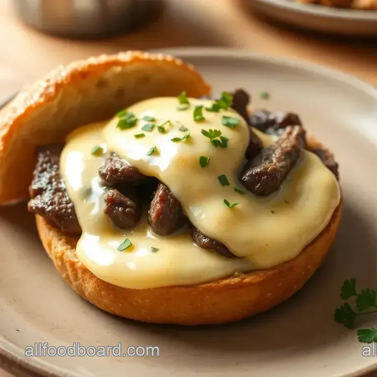 Savory Steak and Egg Bagel with Creamy Cheese Sauce