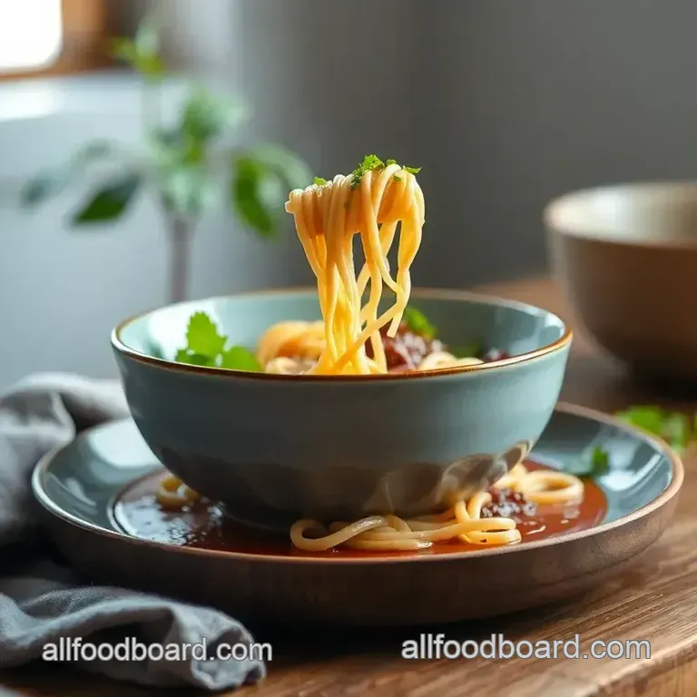 Quick Beef Noodles with Savory Sauce presentation