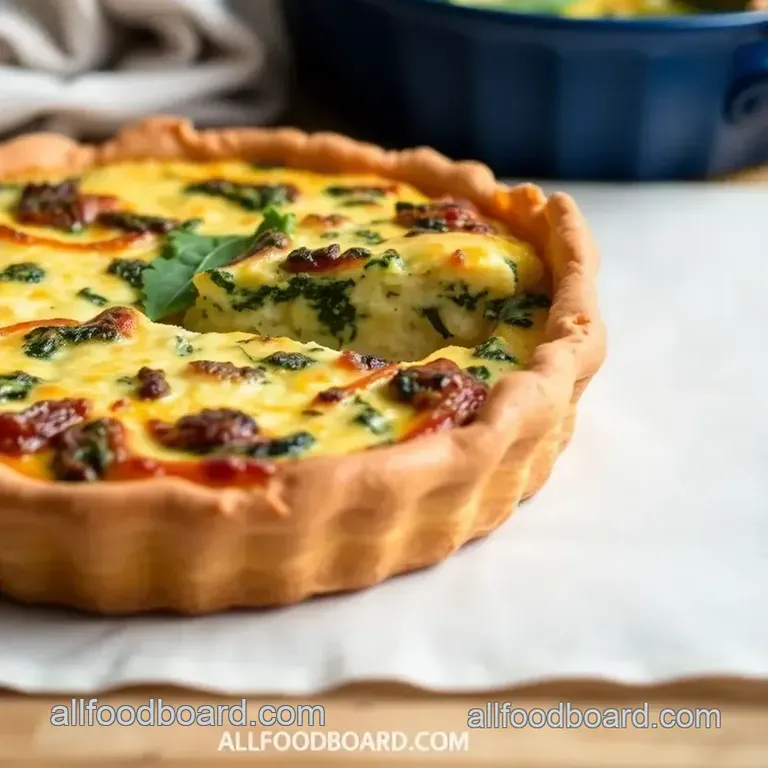 Quick & Creamy Ricotta Spinach Quiche presentation