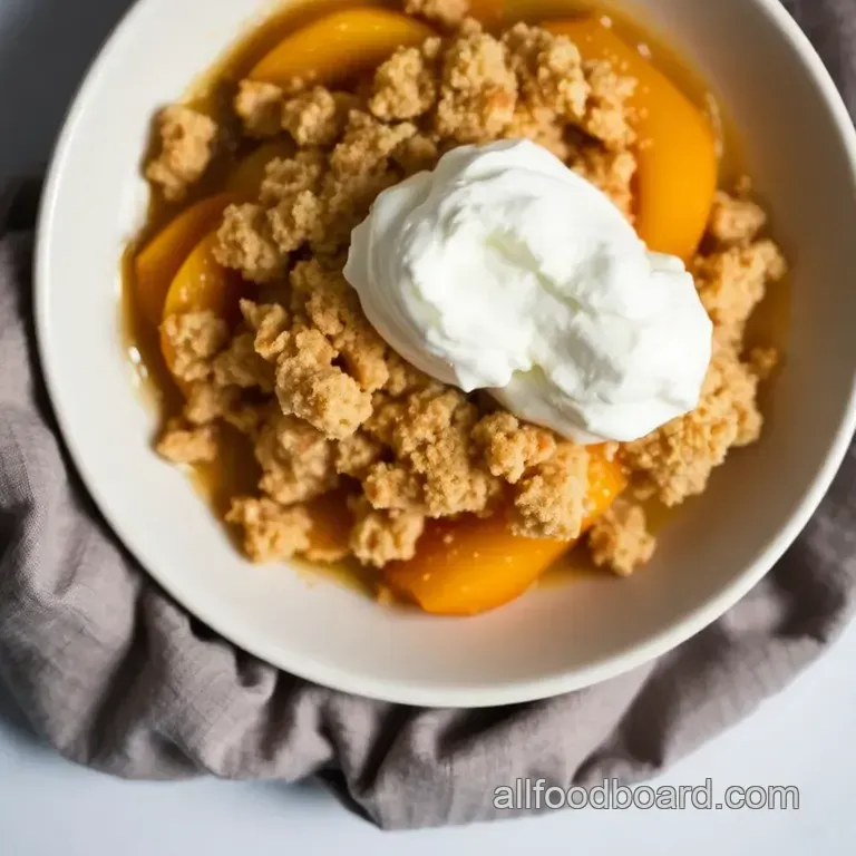 Deliciously Simple Peach Crumble presentation