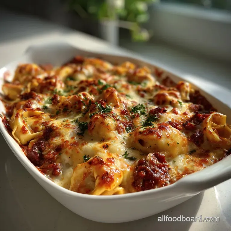 The Best No Boil Beefy Tortellini Bake