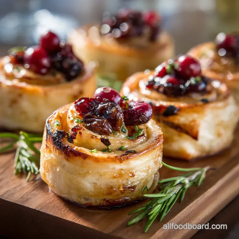 Christmas Party Appetizers: Easy Cranberry Prosciutto Brie Pinwheels