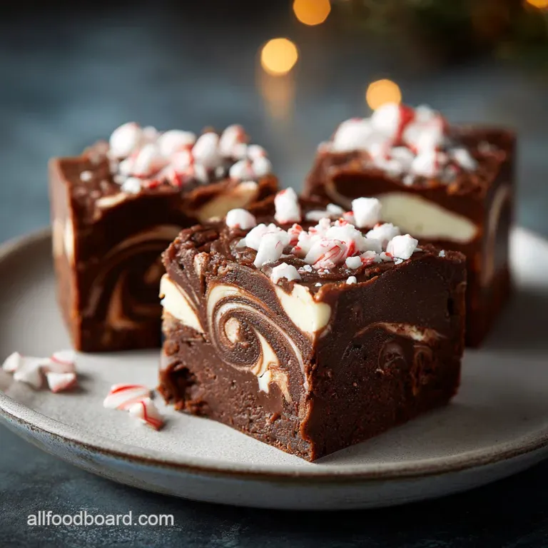 Christmas Fudge: the Easiest Dark Chocolate Peppermint Swirl presentation