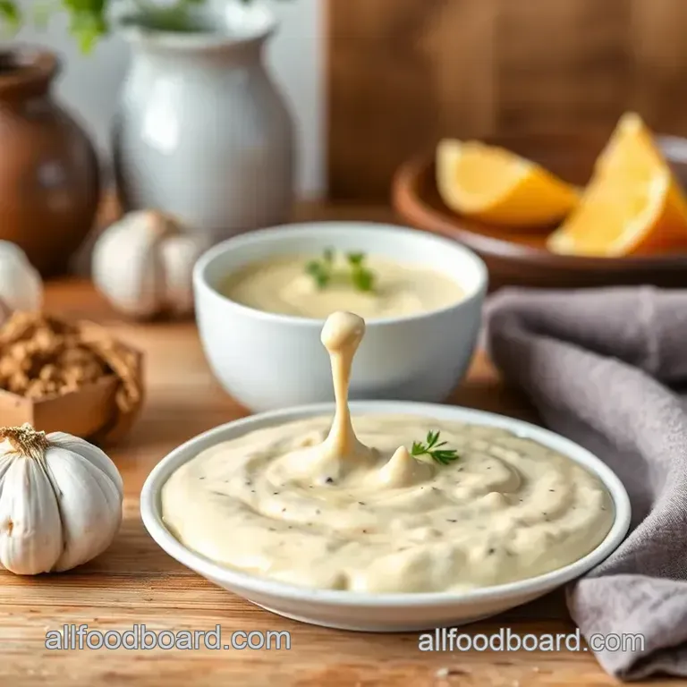 Quick Kitchen Sauce: Creamy Garlic Sauce presentation