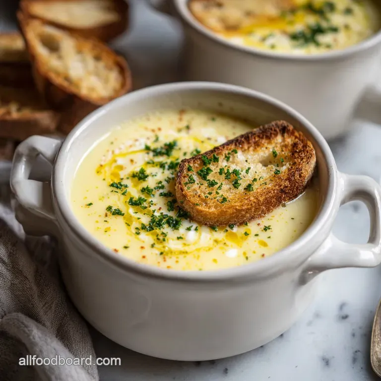 A rustic bowl of creamy potato soup, garnished with crisp bacon bits and a dollop of sour cream.