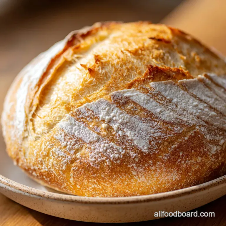 A rustic slice of warm, homemade bread with a perfectly browned crust and a fluffy interior, artfully placed.