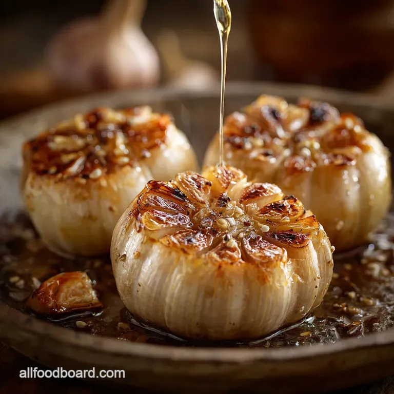 Oven Roasted Garlic: the Recipe for Buttery Sweet Garlic Gold Heads presentation