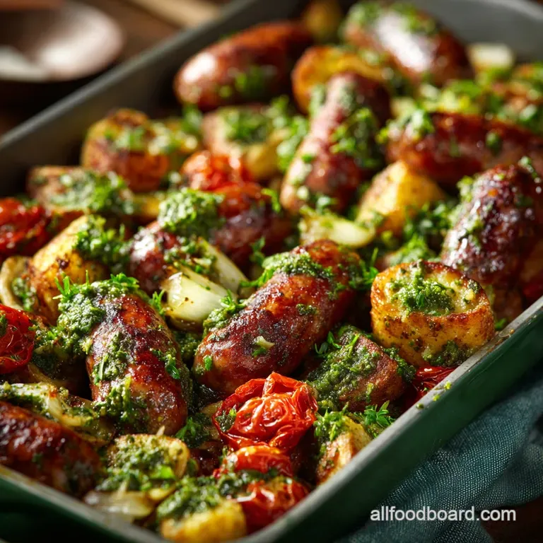 The Cheerio Traybake Speedy Sausage Pesto Cherry Tomato Sheet Dinner