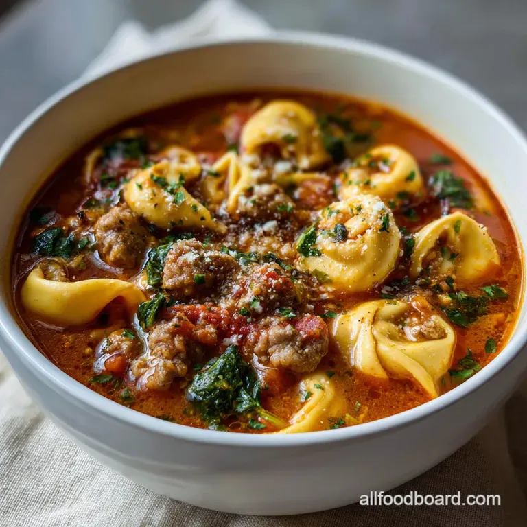 Italian Sausage Tortellini Soup: Creamy One-Pot Magic presentation