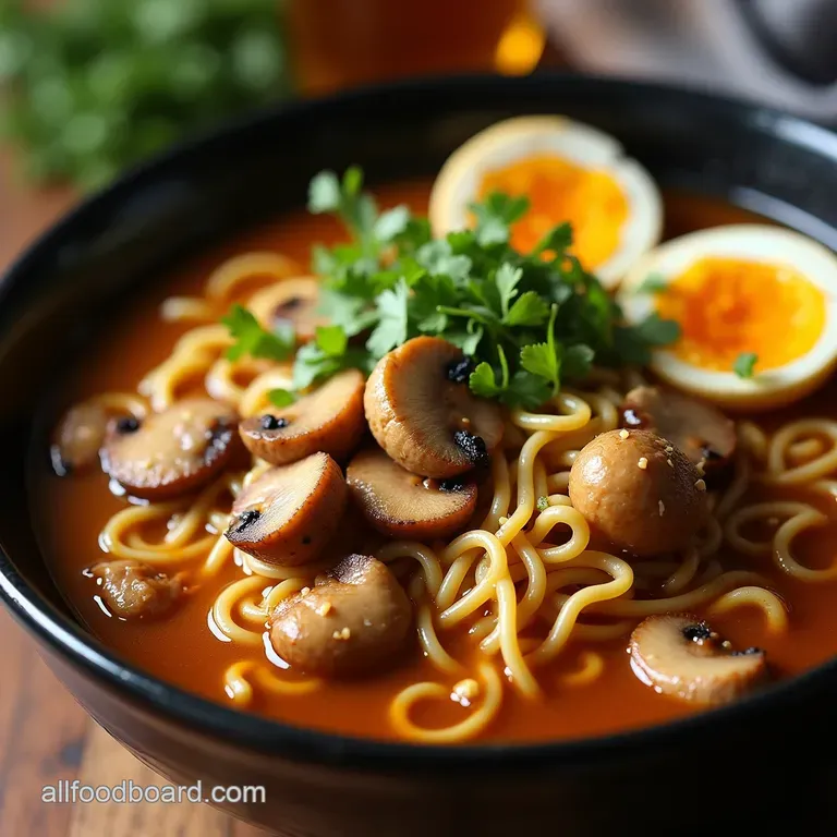 The Weeknight Warriors Shoyu Ramen Rich Chicken Mushroom Broth with Silky Noodles presentation