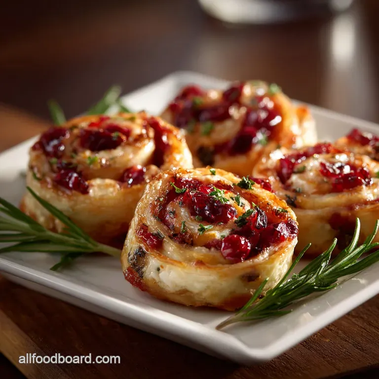 Thanksgiving Appetizers: the Easiest Cranberry Brie Puff Pastry Pinwheels presentation