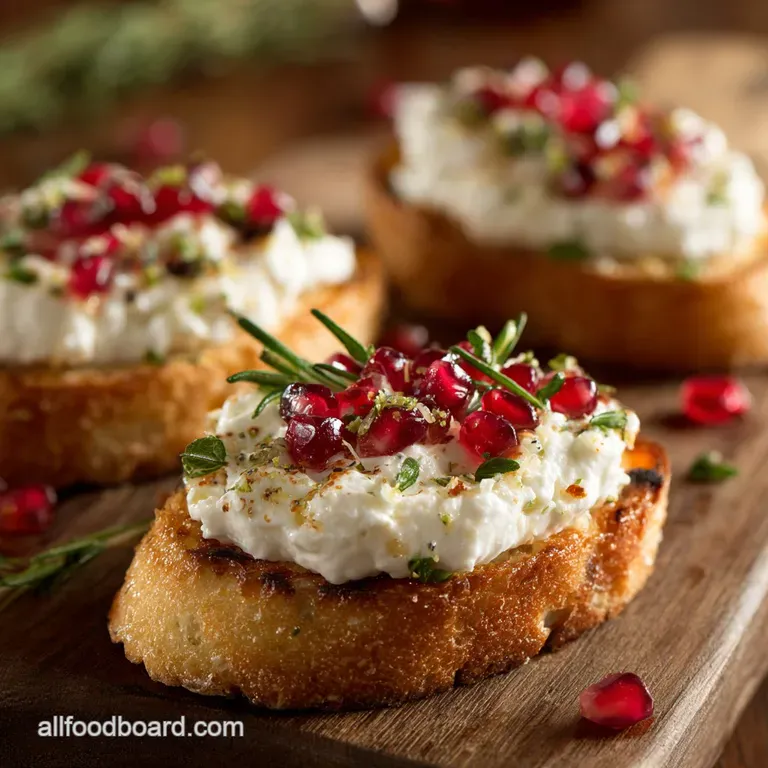 Christmas Appetizers: Spiced Cranberry Walnut and Whipped Feta Crostini presentation