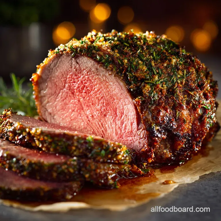 Christmas Dinner Recipes the Festive Herbcrusted Beef Sirloin presentation