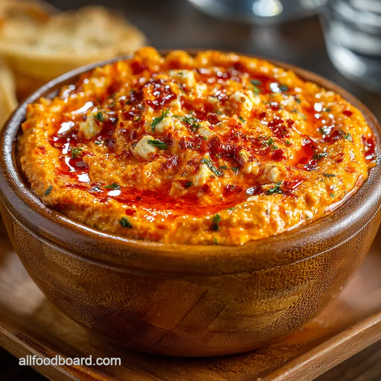 Fiery Feta A Roasted Red Pepper Dip Delight presentation