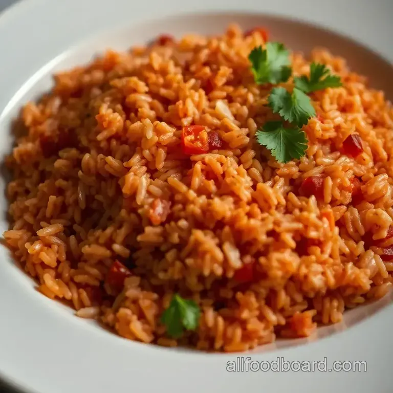 Fiesta-Worthy Mexican Rice (Arroz Rojo) presentation