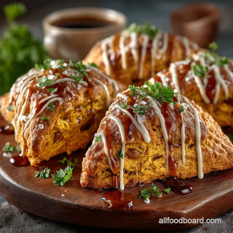 Spiced Pumpkin Scones with Brown Butter Maple Glaze presentation