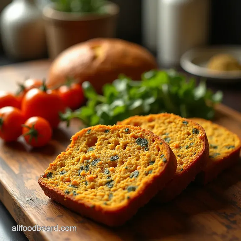 The Ultimate NoFuss Flourless Red Lentil Herb Bread presentation