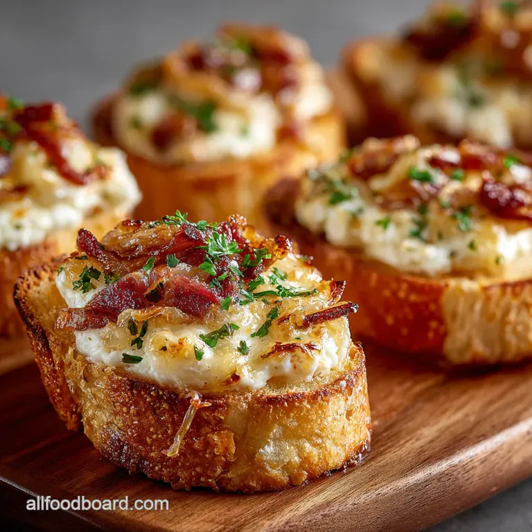 French Onion Crostini presentation