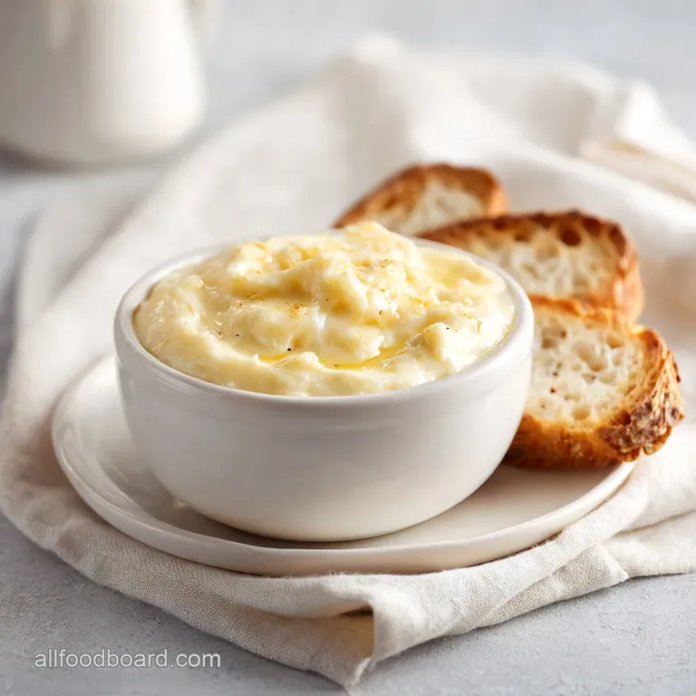 A bubbling crock of French onion fondue, with crusty bread dipping into melted Gruy&egrave;re.