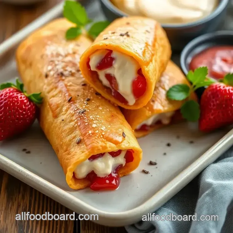 Fried Strawberry Chimichangas with Creamy Filling presentation