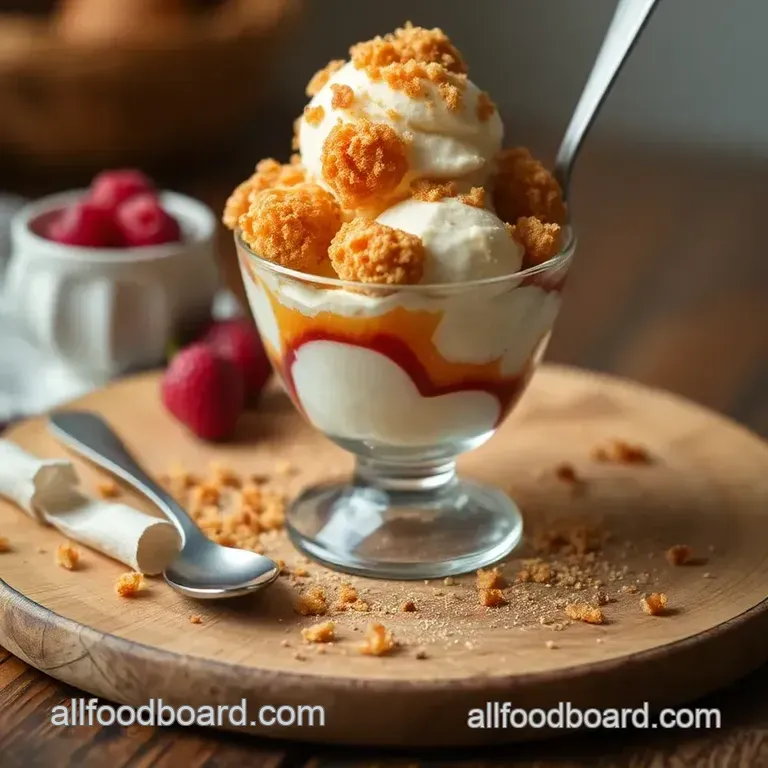 Fried Vanilla Ice Cream with Crunchy Bliss presentation